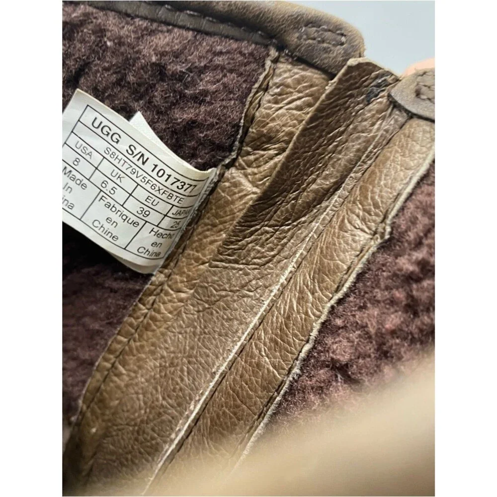 UGG Robbie Waterproof Leather Wool Winter Boots 8 Brown Buckle Gorpcore Cabincor